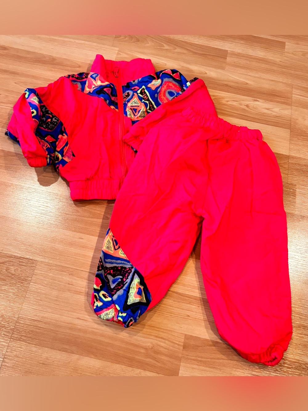 Kid Fusion Vintage 80’s Neon Pink Nylon Track Set